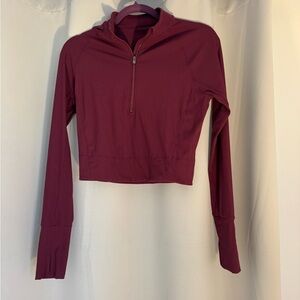 Athletic Maroon Long Sleeve Cropped Pullover